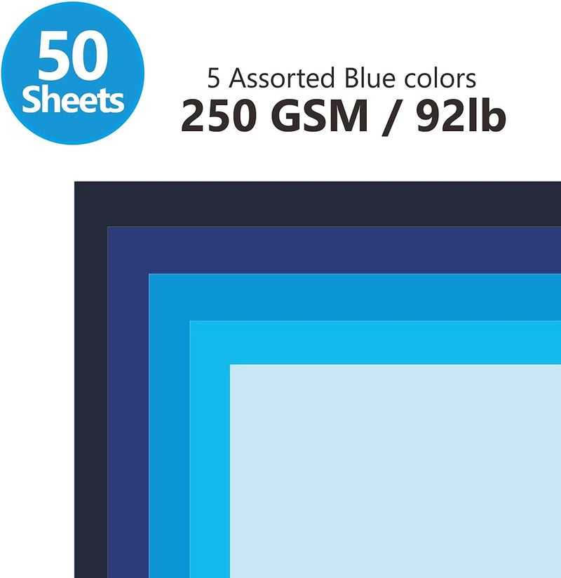 BearBoss Blue Navy Colored Cardstock Thick Paper 50 Sheets, 8.5" x 11" Heavyweight 92lb Cover Card Stock for Crafts and DIY Cards Making - Image 3